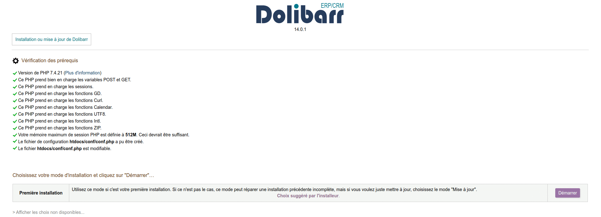 Configuration Web Dolibarr 2