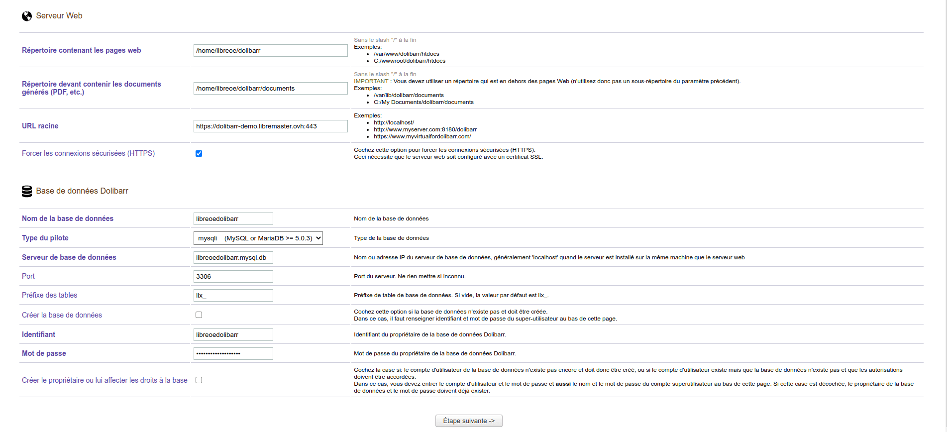 Configuration Web Dolibarr 3