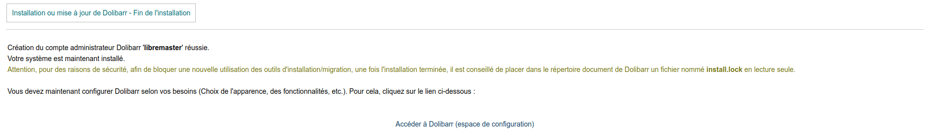 Configuration Web Dolibarr 6