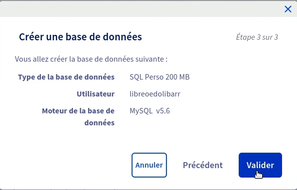 Création d'une base de donnée OVH 4