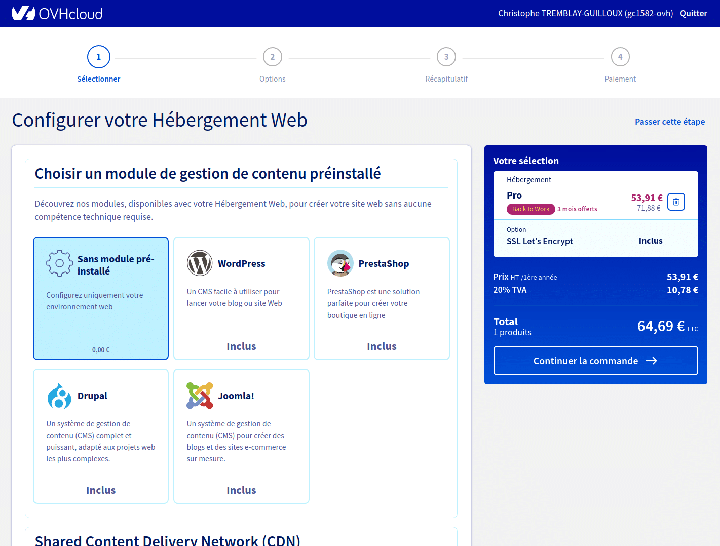 Ne pas pré-installer de module "OVH"